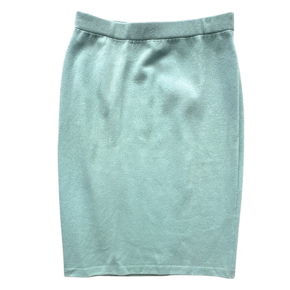 St. John Collection Knit Pencil Skirt Women 12 Mint Pull-On Wool Blend NWT